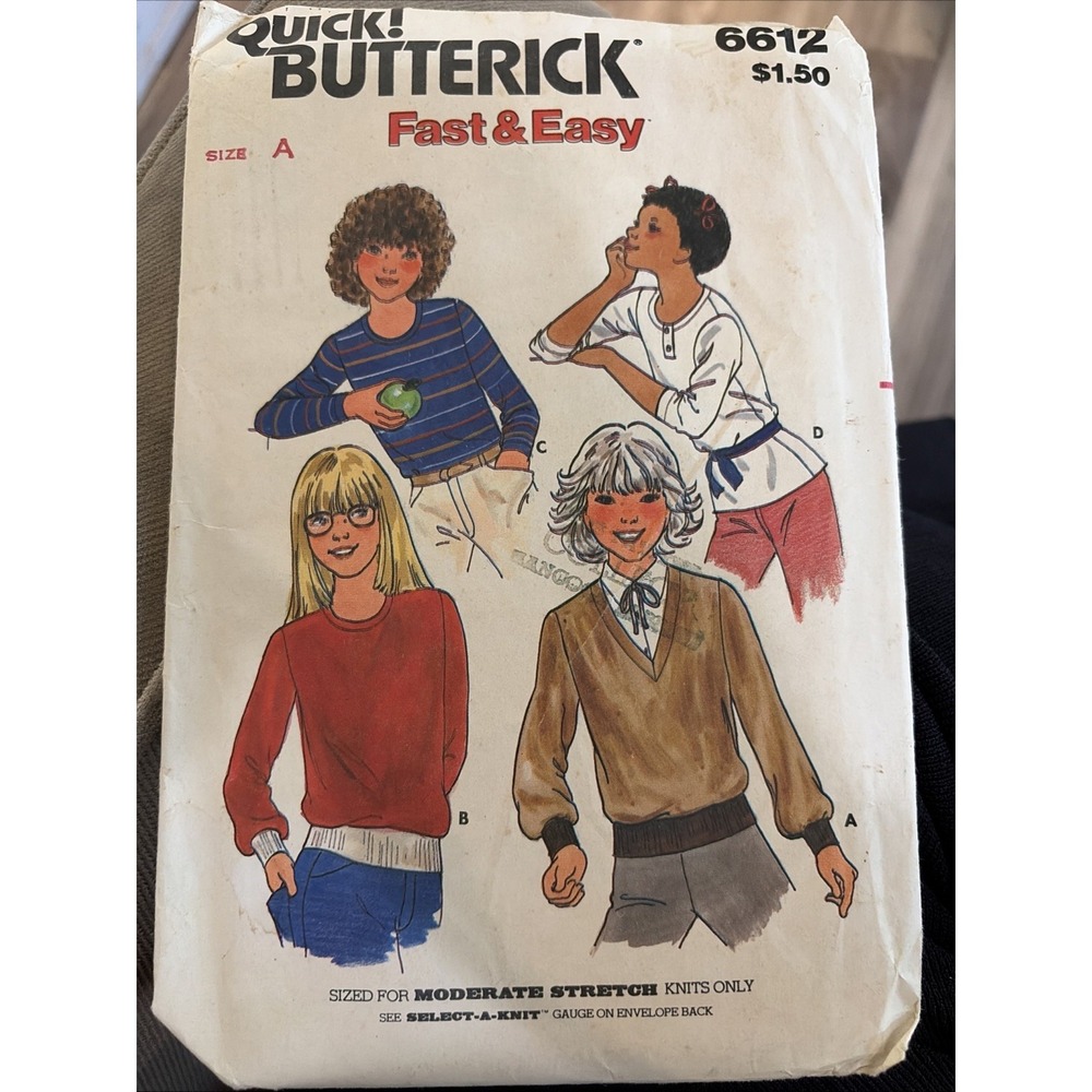 Butterick 6612 Girls Top Sewing Pattern Size 7-8-10 Vintage 90s Uncut Shirt
